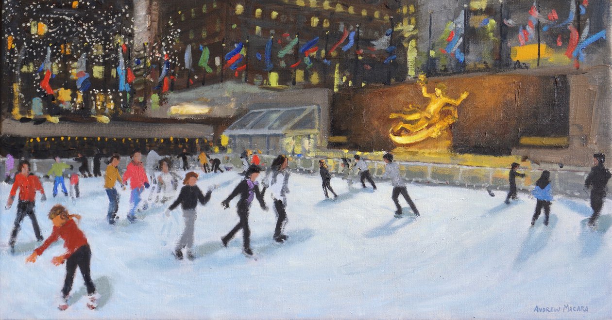 Sera, pista di pattinaggio Rockefeller, New York da Andrew Macara