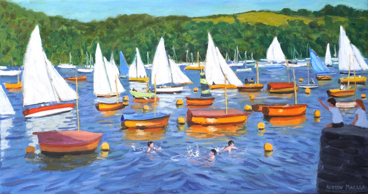 Regata di Fowey, 2025 (olio su tela) da Andrew Macara