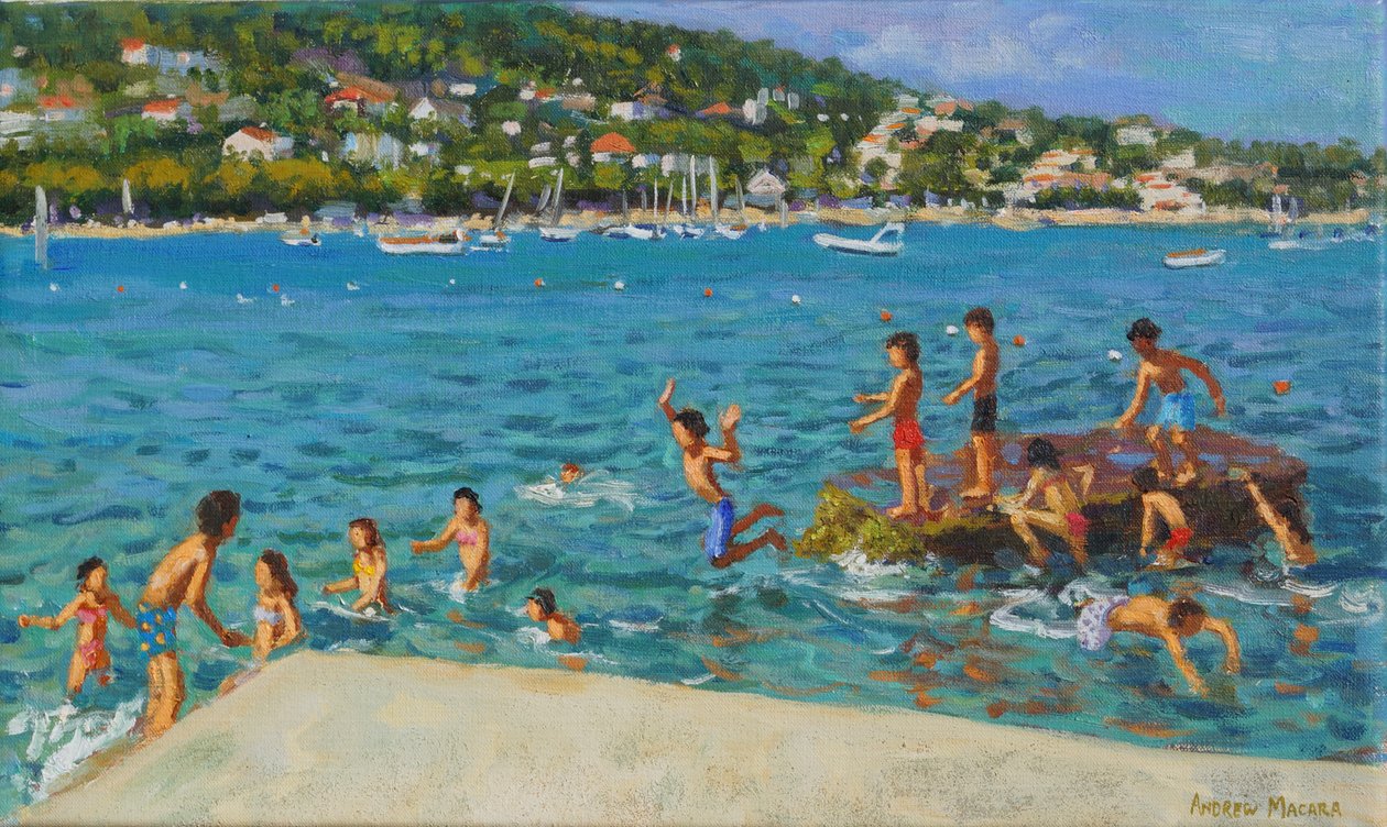 Tuffarsi dalle rocce; Cinque Terre, Positano, Italia, 2000 da Andrew Macara