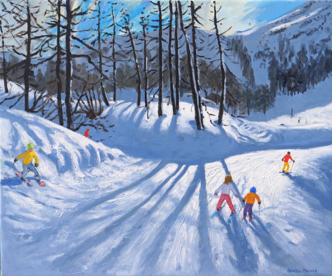Lunghe ombre degli alberi e sciatori, Tignes da Andrew Macara