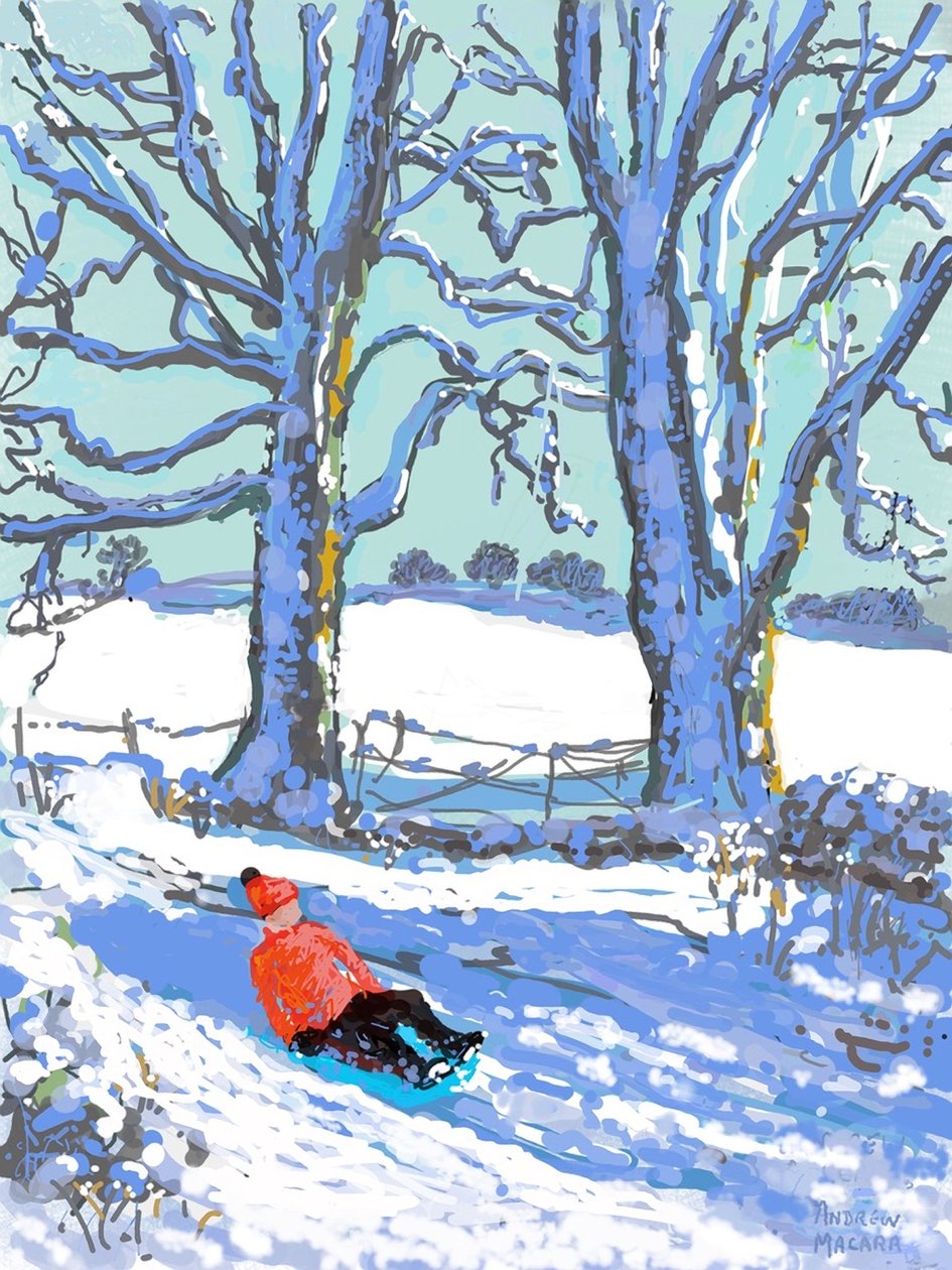 Slitta nel Derbyshire, 2021 (stampa Ipad) da Andrew Macara