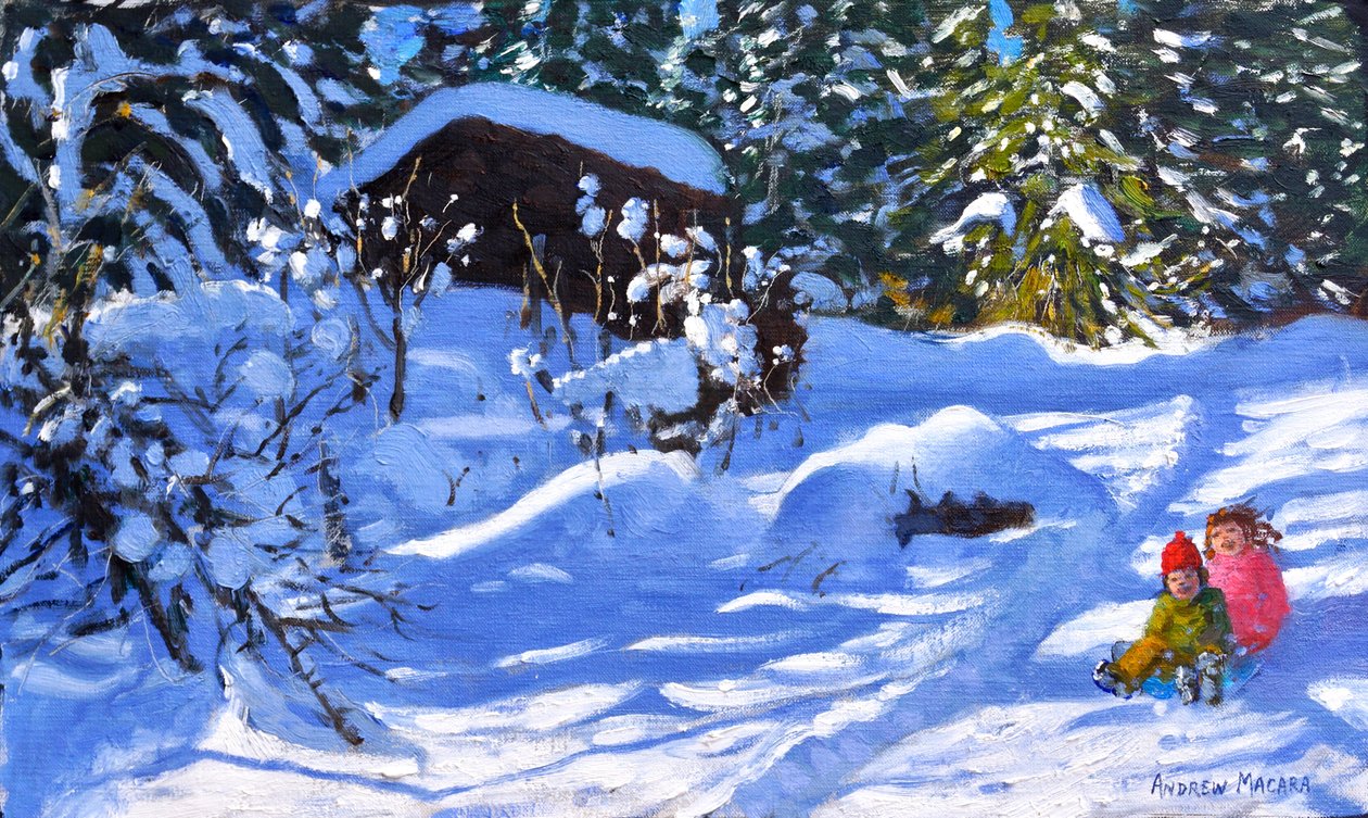 Due su una slitta, The Orchard, Morzine da Andrew Macara
