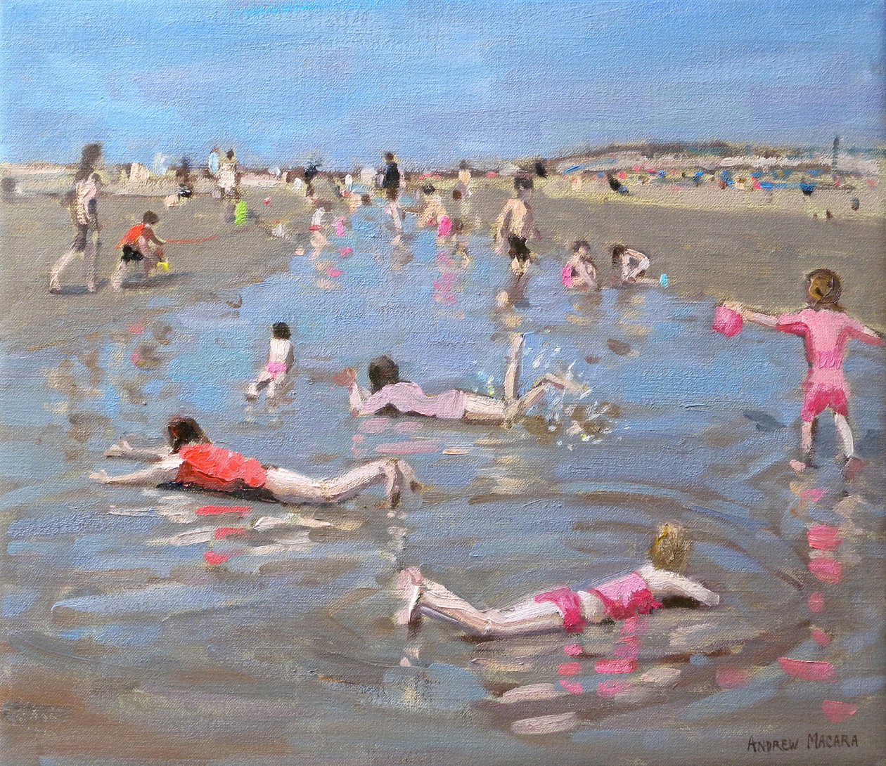 Sabbie umide, West Wittering (olio su tela) da Andrew Macara