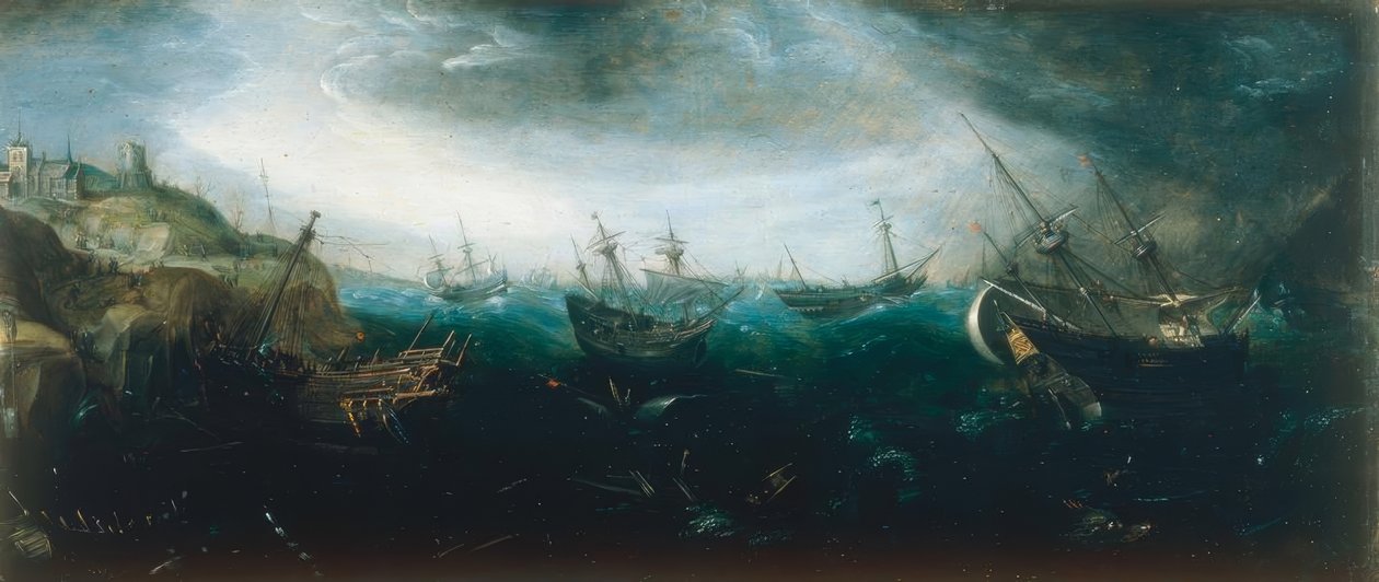 Navi in mare tempestoso da Andries van Eertvelt