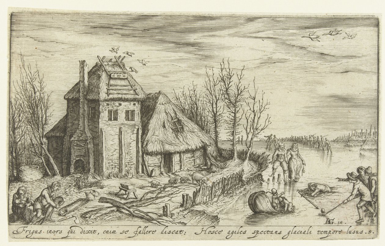 Paesaggio invernale con pattinatori da Andries Jacobsz. Stock