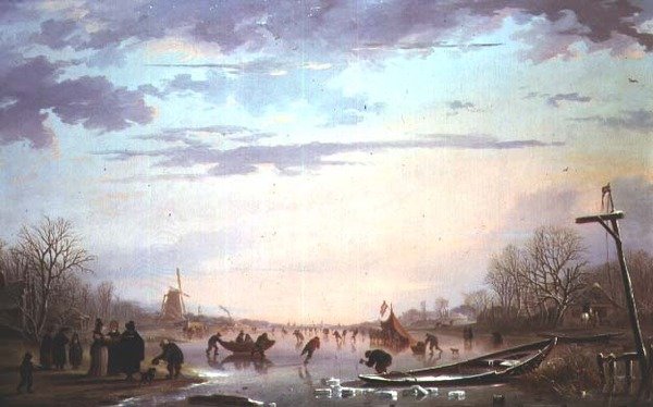 Scena di pattinaggio su un fiume ghiacciato da Andries Vermeulen