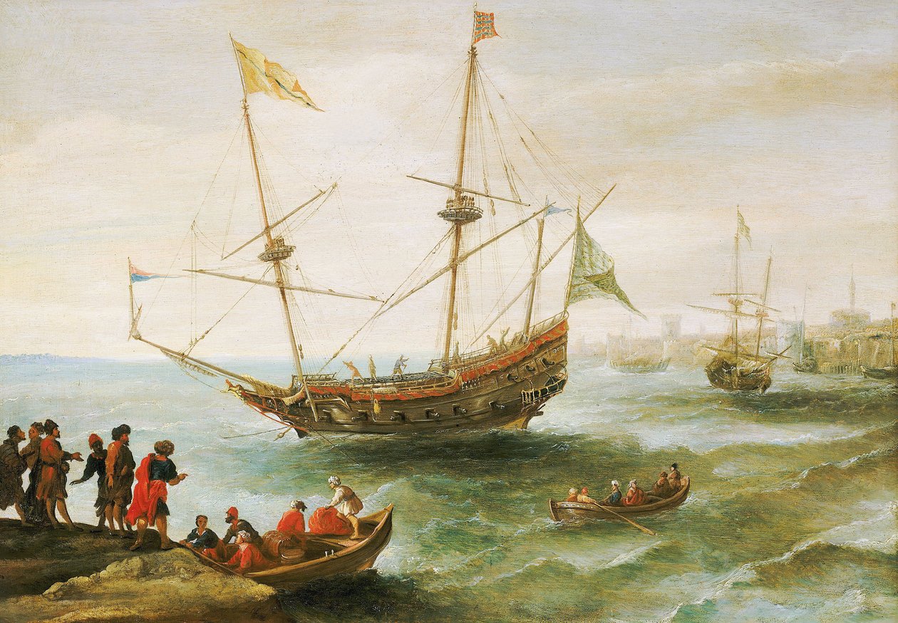 Un algerino ancorato in un porto della Barberia da Andries van Eertvelt
