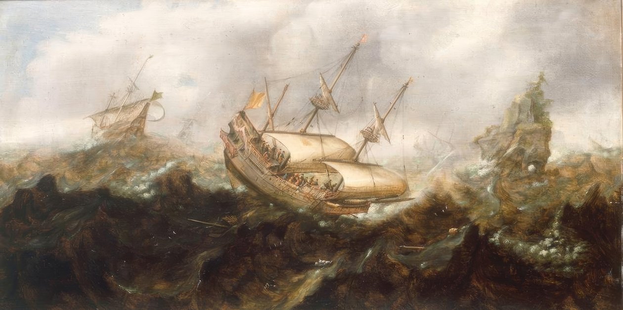 Navi in mare tempestoso da Andries van Eertvelt