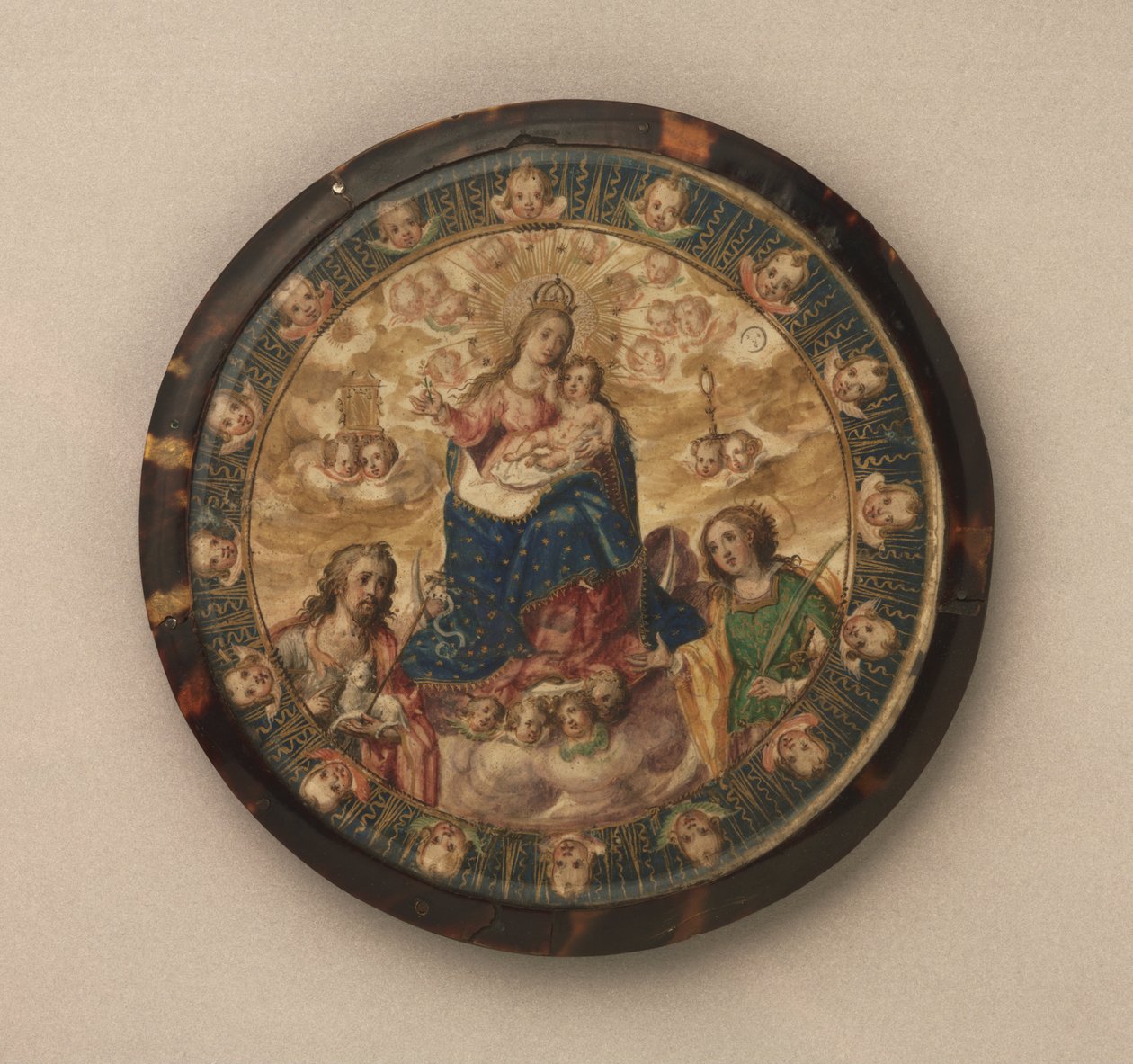 Scudo delle monache con la Vergine e il Bambino con i santi Giovanni Battista e Caterina d
