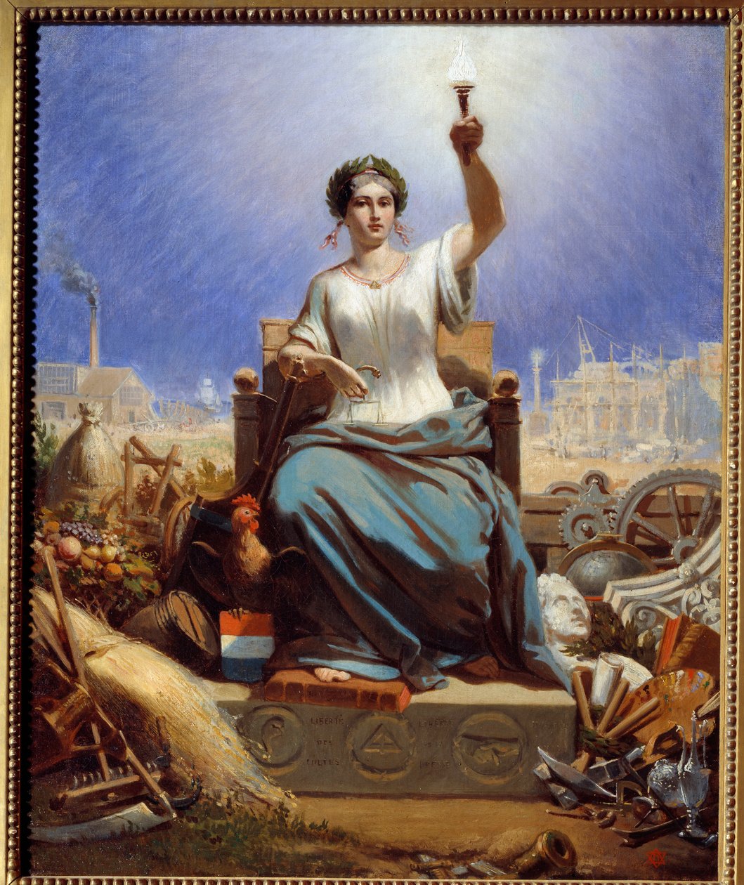 La Francia illumina il mondo. Allegoria. Dipinto di Janet Lange (1815-1872) da Ange Louis Janet