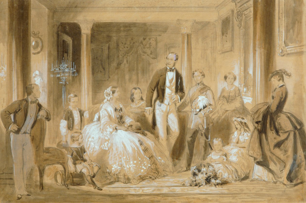 Famiglia reale nella sala da pranzo a Osborne House da Ange Louis (1815 72) Janet