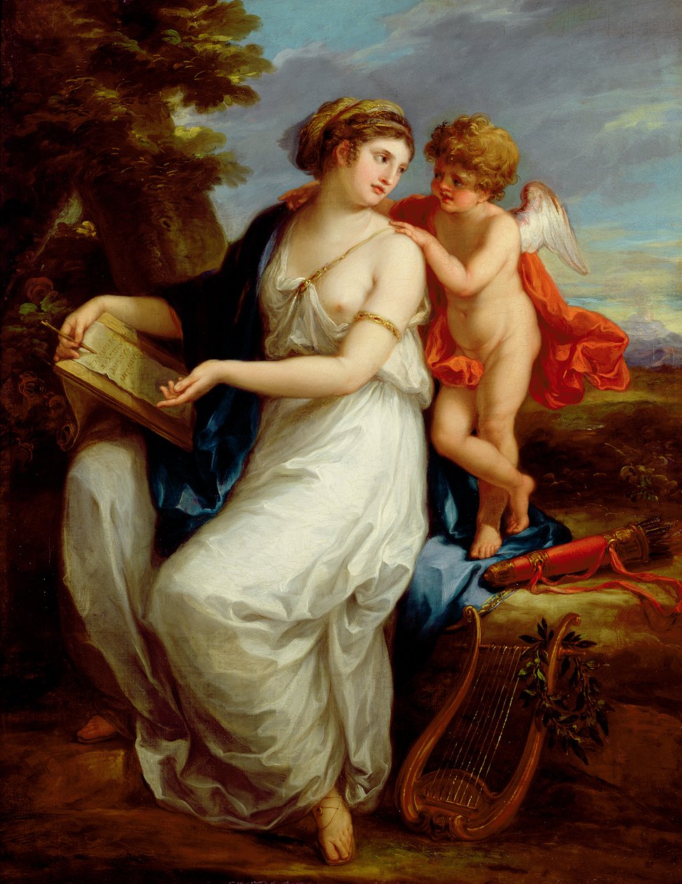 Erato, la Musa della Poesia Lirica con un putto da Angelica Kauffmann