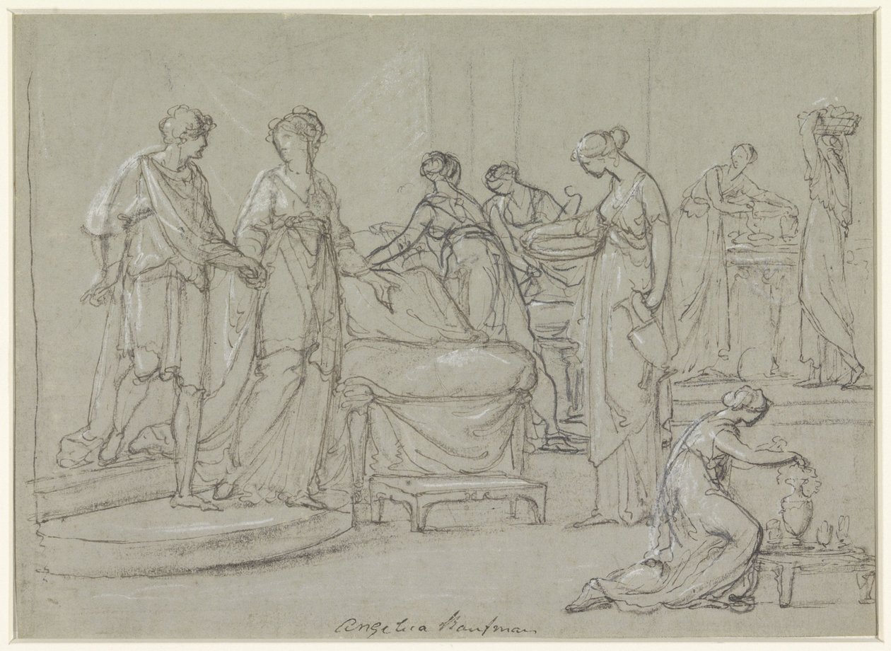 Sposa e sposo entrano in una camera nuziale da Angelica Kauffmann