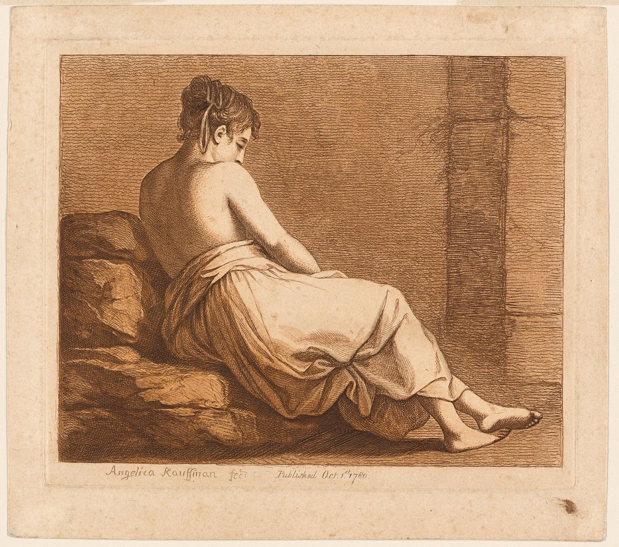 Ragazza sdraiata vista da dietro da Angelica Kauffmann