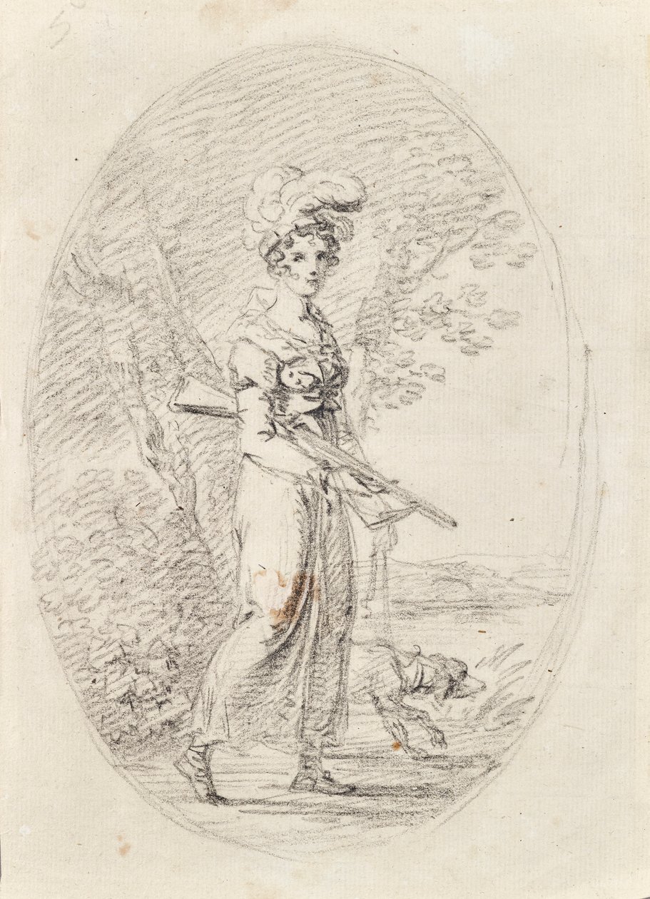 Cacciatrice con cane da Angelica Kauffmann