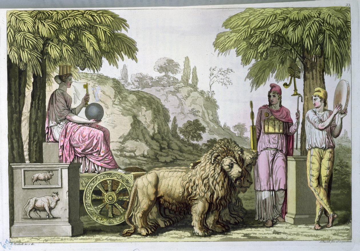 Cibele sul suo carro e Attis, da 