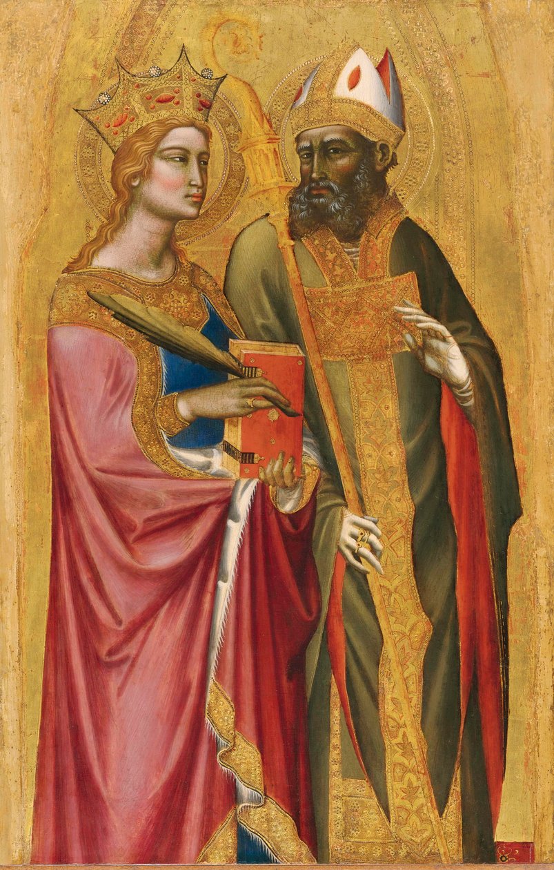 Santa Caterina e un vescovo santo da Angelo di Puccinelli