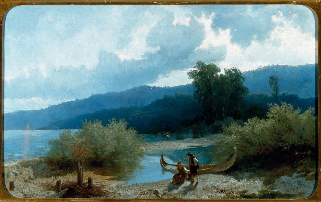 Paesaggio lacustre Dipinto di Angelo Beccaria (1820-1897) 1862 Dim 55,5x90,3 cm Genova, Galleria d