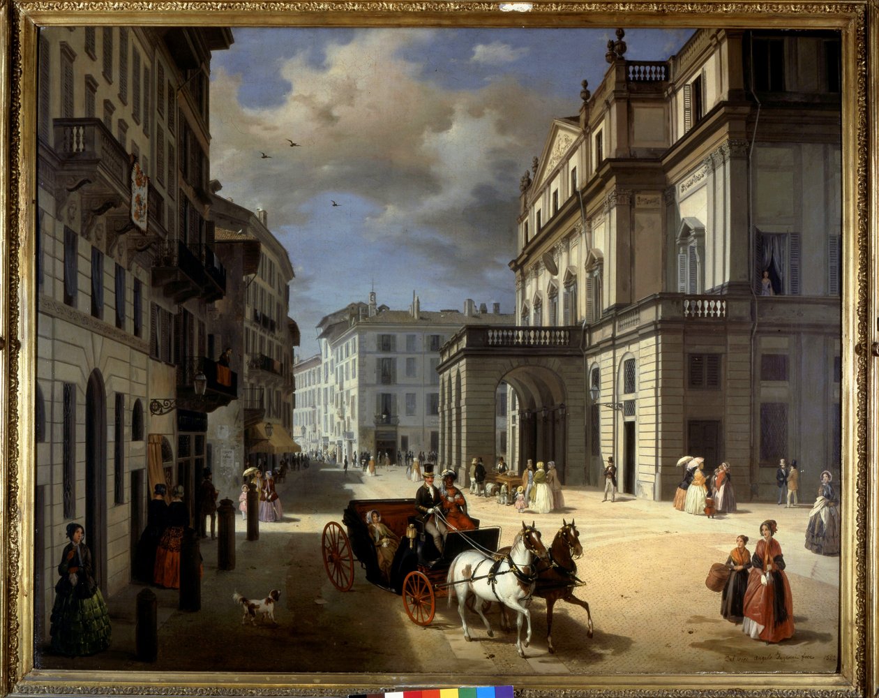 Rappresentazione della Piazza della Scala a Milano di Angelo Inganni. XIX secolo. Pinacoteca di Brera, Milano da Angelo Inganni