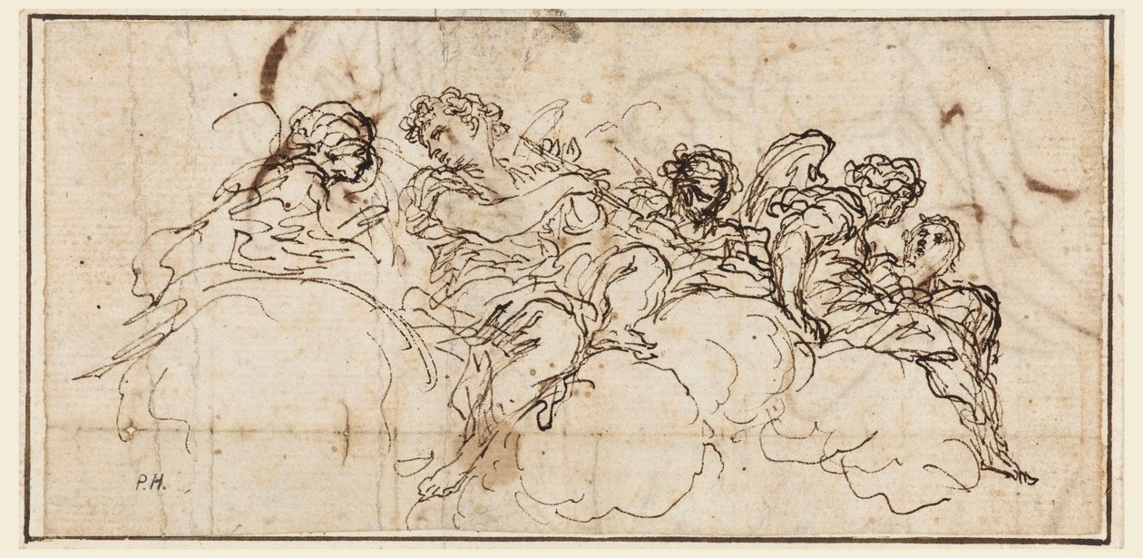 Gruppo di angeli su una nuvola da Angelo Michele Colonna