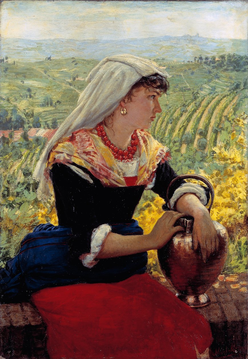 Ritratto di sua moglie in abiti del Monferrato da Angelo Morbelli