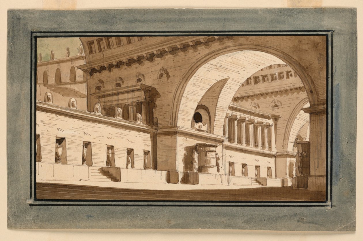 Scenografia, esterno del palazzo, sala sepolcrale da Angelo Toselli