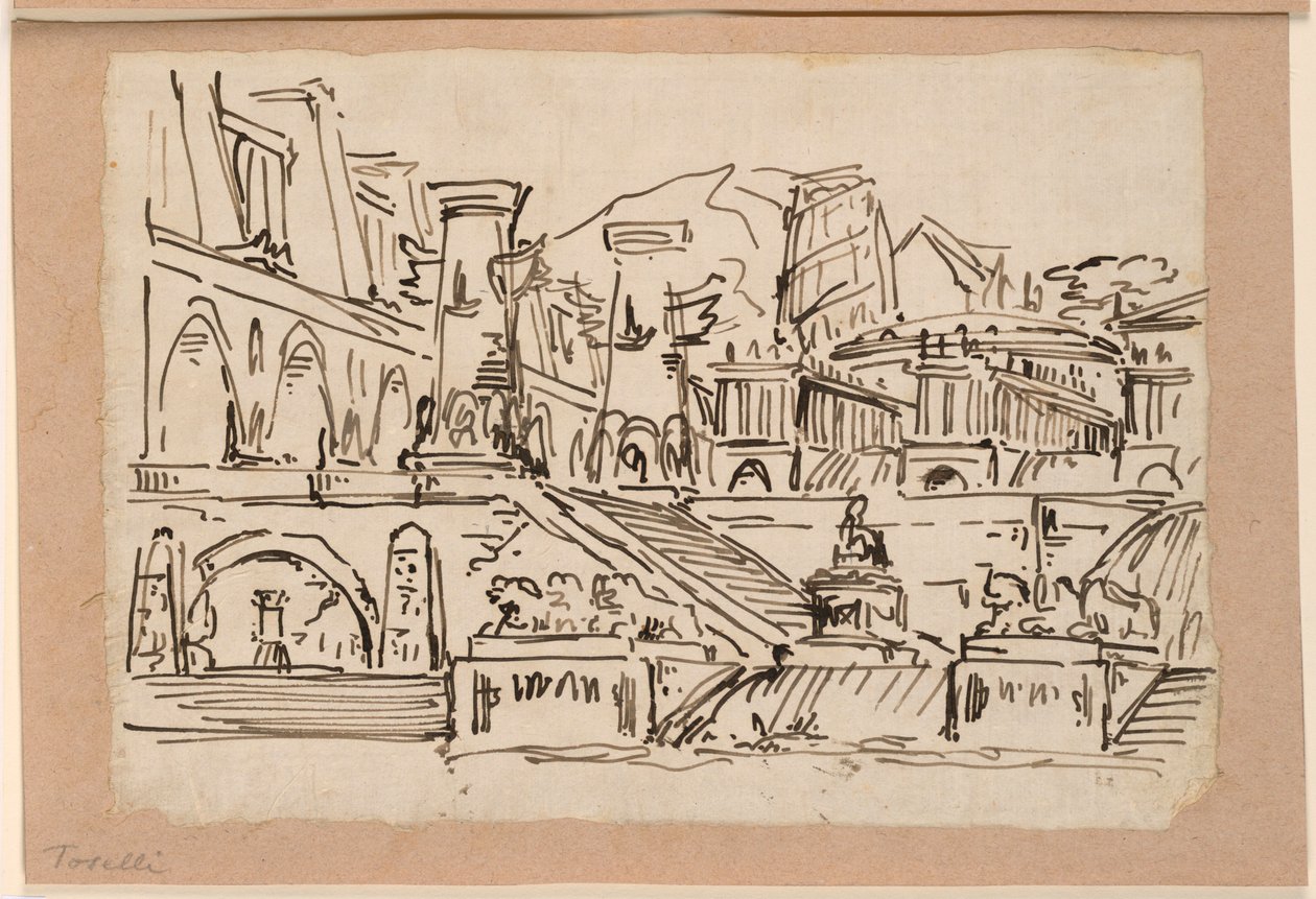 Scenografia, gruppo di edifici antichi da Angelo Toselli