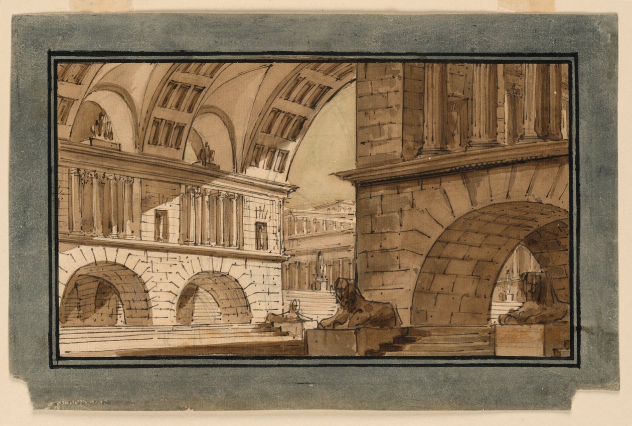 Scenografia, gruppo di edifici del tempio da Angelo Toselli