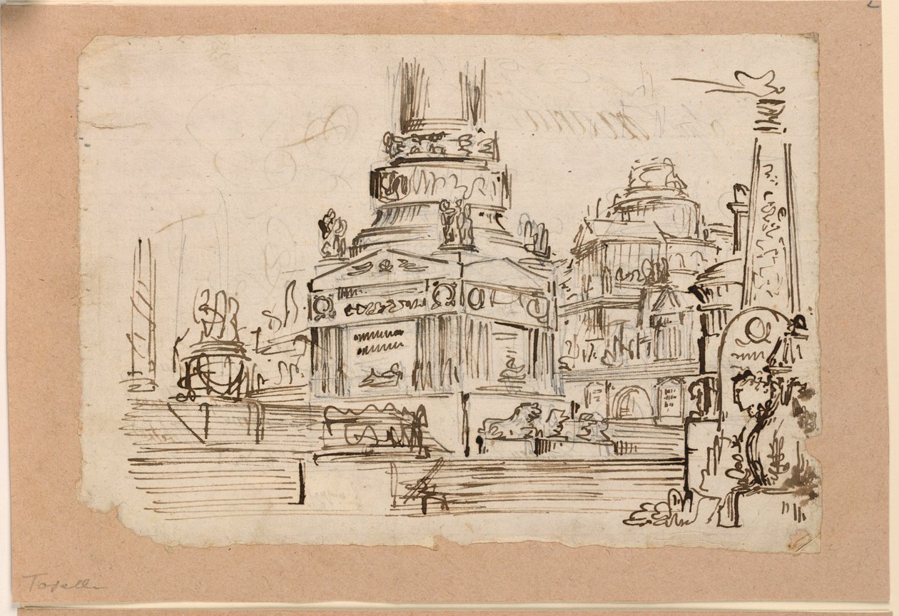 Progetto scenografico, piedistallo del monumento da Angelo Toselli