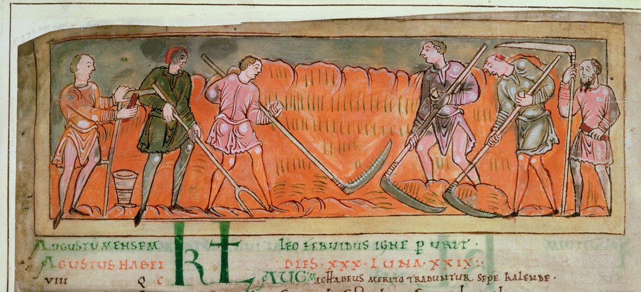 Raccolta, da un Calendario, c.1030 (dettaglio) da Anglo Saxon
