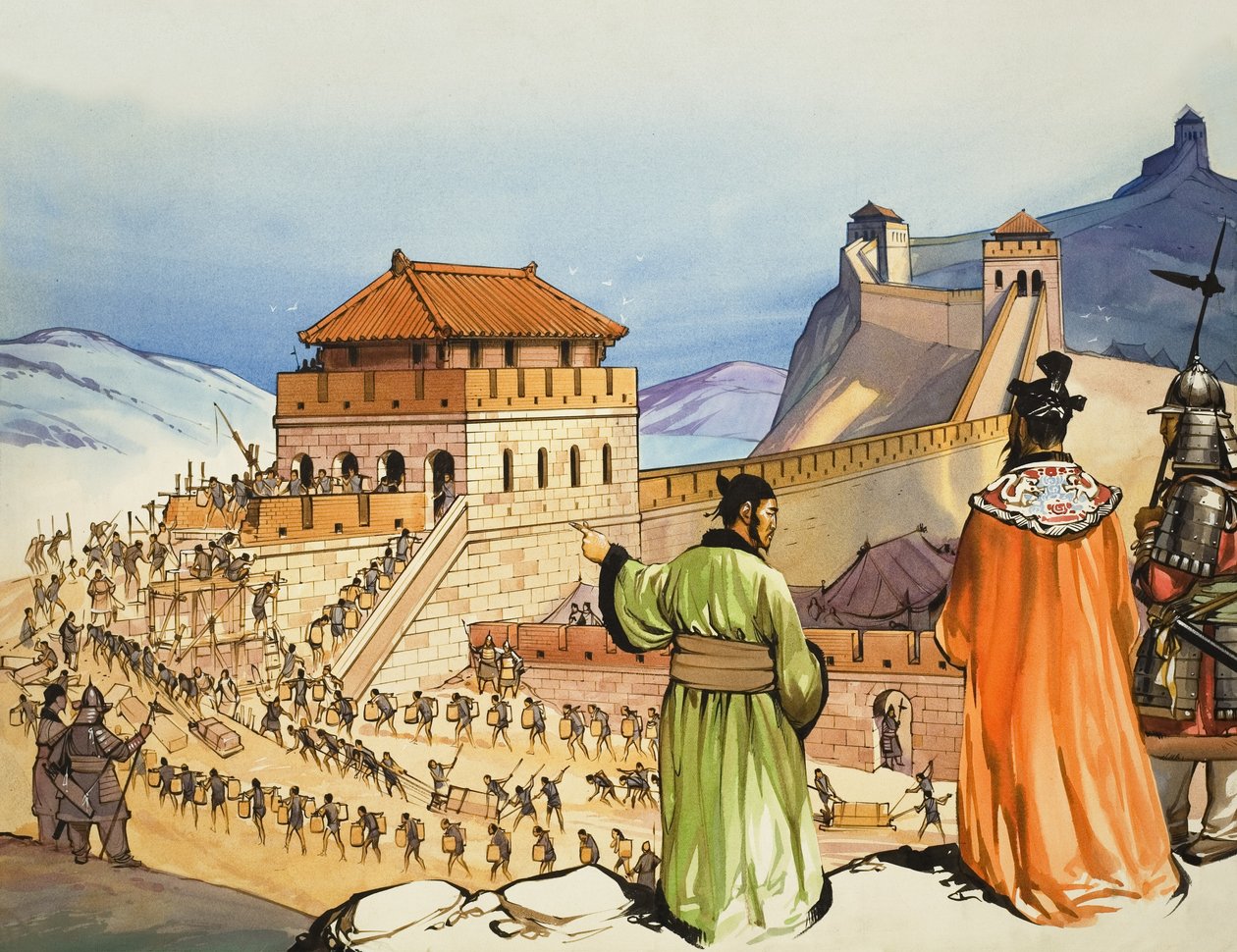 Costruzione della Grande Muraglia cinese (gouache su carta) da Angus McBride