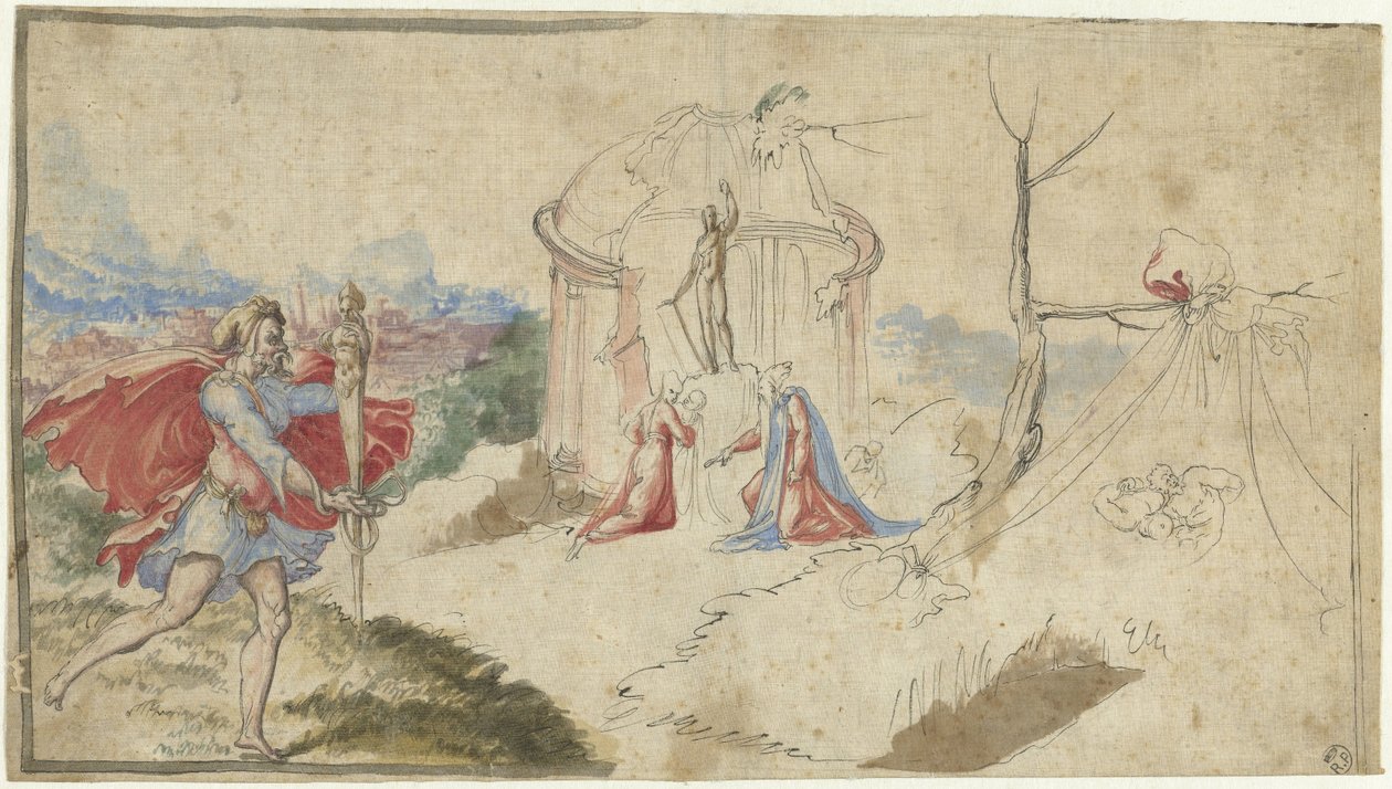 Scena mitologica (Enea fugge da Troia?) da Aniello Redita