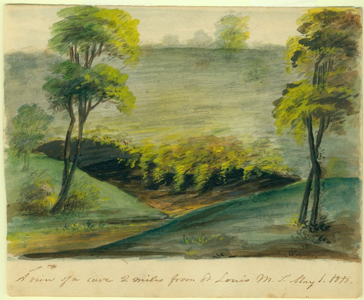 Veduta di una Grotta, 2 Miglia da St. Louis, Territorio del Missouri da Anna Maria von Phul