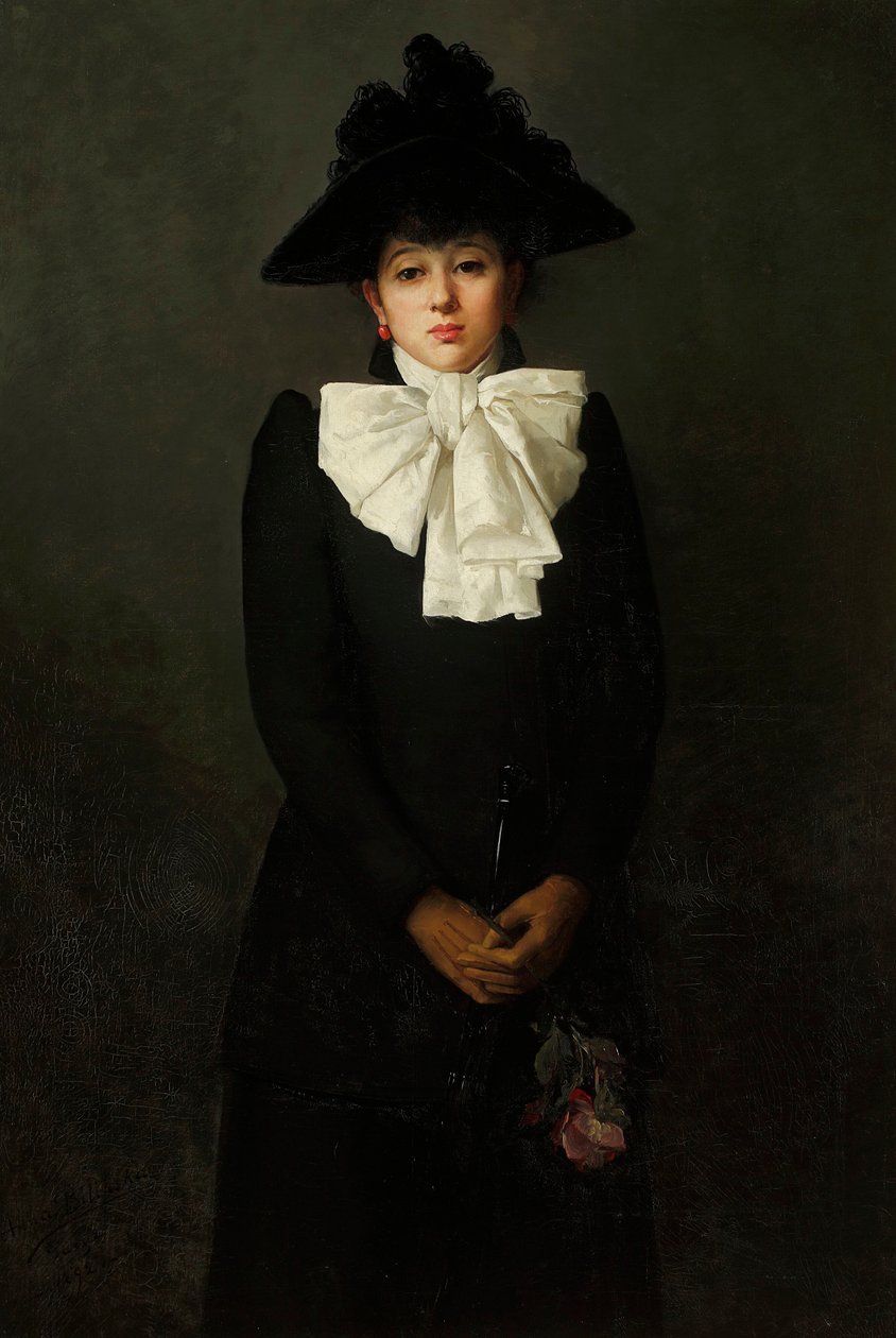 Ritratto di una giovane donna con una rosa in mano da Anna Bilińska Bohdanowicz