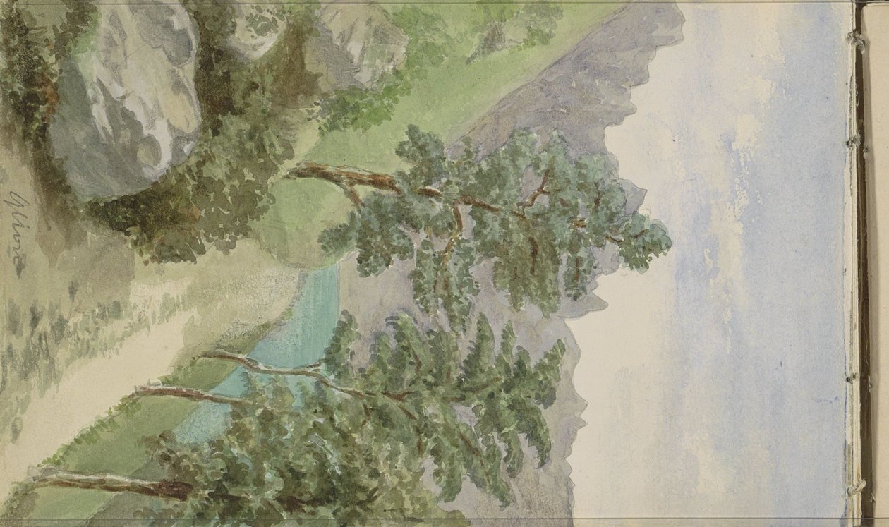 Paesaggio montano con acqua vicino a Glion da Anna Catharina Maria van Eeghen (possibly)