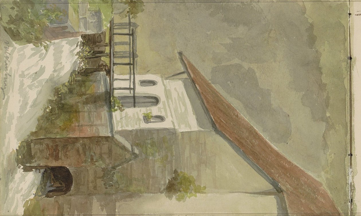 Casa su un canale a Valkenburg da Anna Catharina Maria van Eeghen (possibly)