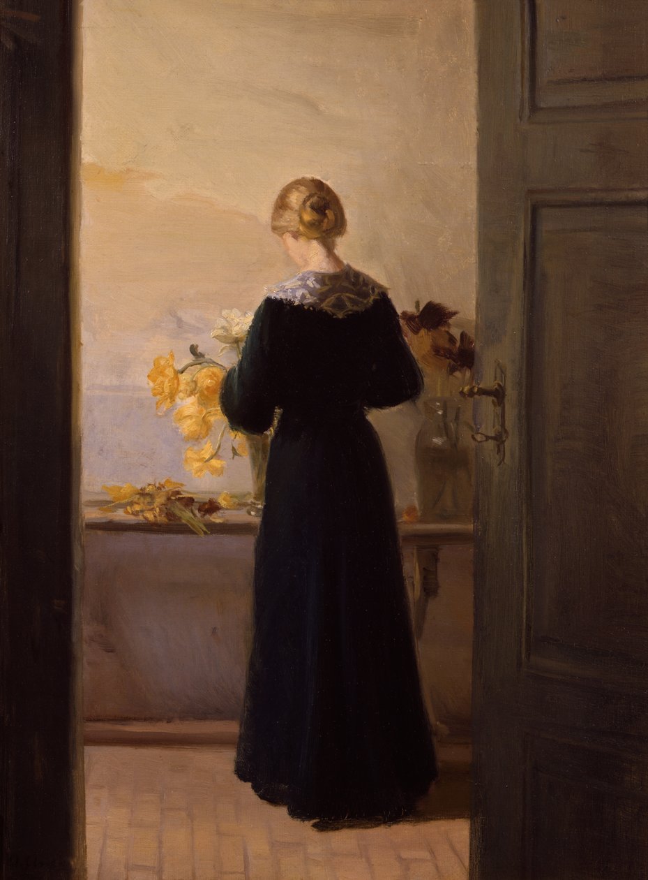 Ragazza che sistema i fiori da Anna Kirstine Ancher