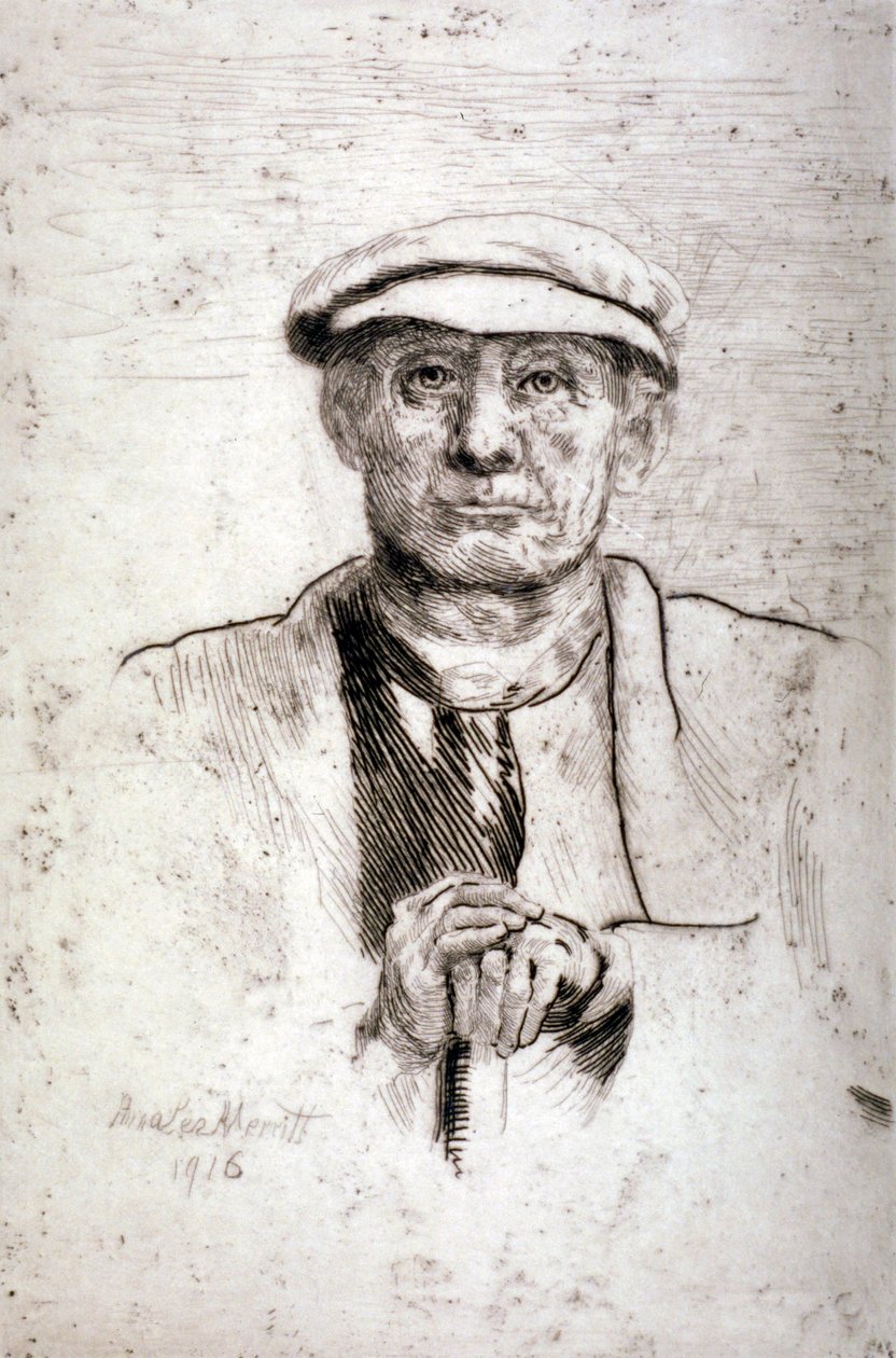 Vecchio con berretto piatto da Anna Lea Merritt