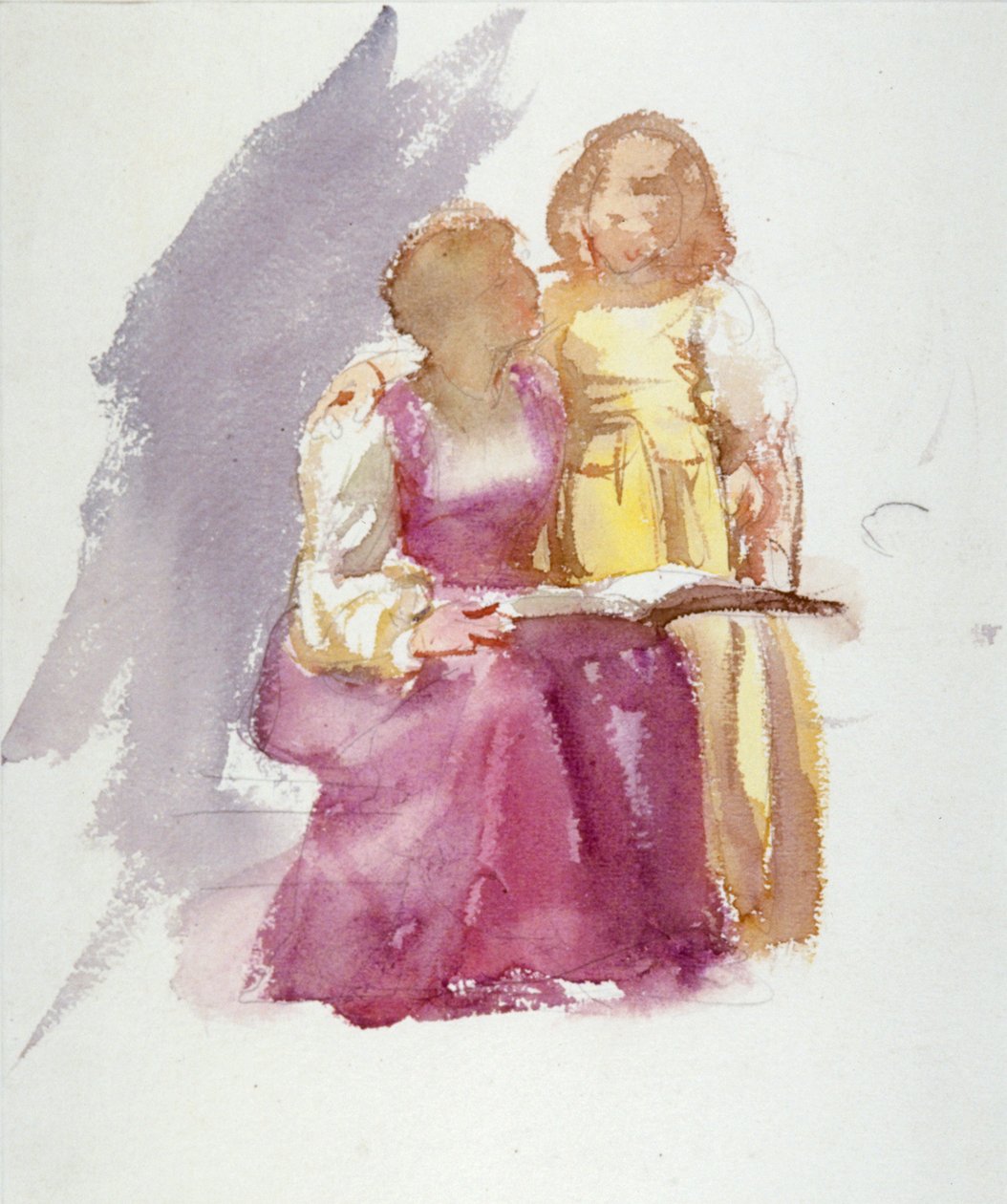 Donna seduta e una giovane ragazza, c. 1864-1930 da Anna Lea Merritt