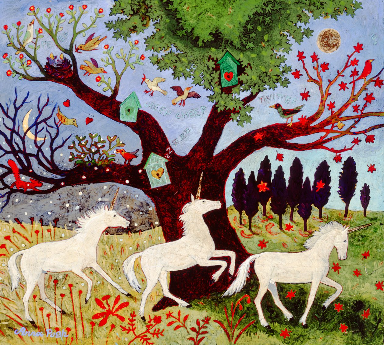 3 unicorni per albero da Anna Pugh