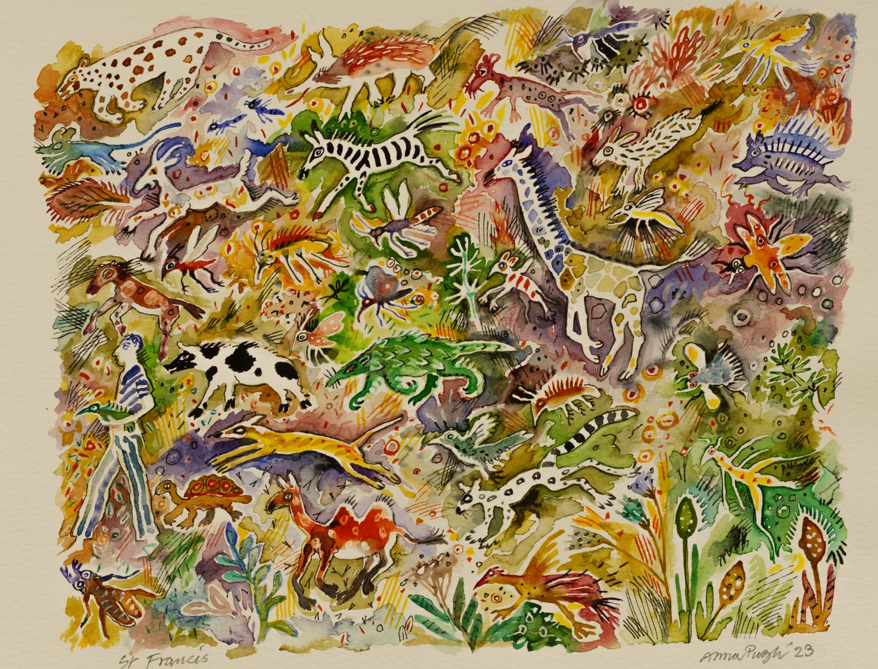 San Francesco, 2023 (acquerello) da Anna Pugh