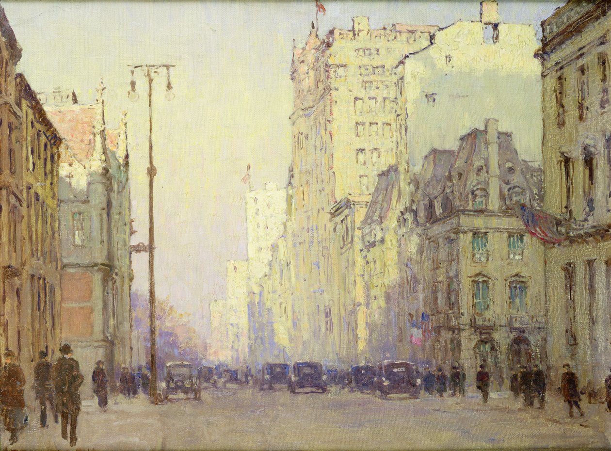 5th Ave, at 57th Street, 1918 circa (olio su tela) da Anna Richards Brewster