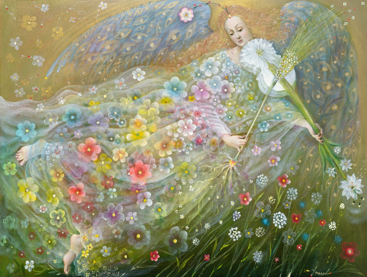 Angelo del grano, 2018 (olio su lino belga) da Annael Anelia Pavlova