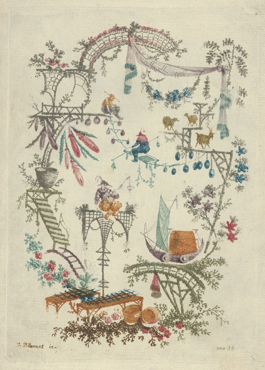 Cineserie da Nouvelle Suite de Cahiers Arabesques Chinois, 1790-99 da Anne Allen