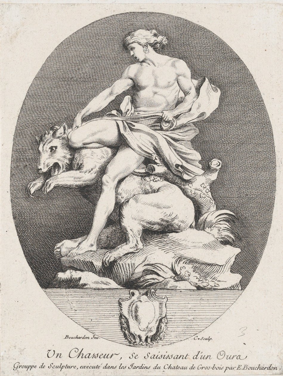 Un cacciatore che afferra un orso, 1737 da Anne Claude Philippe de