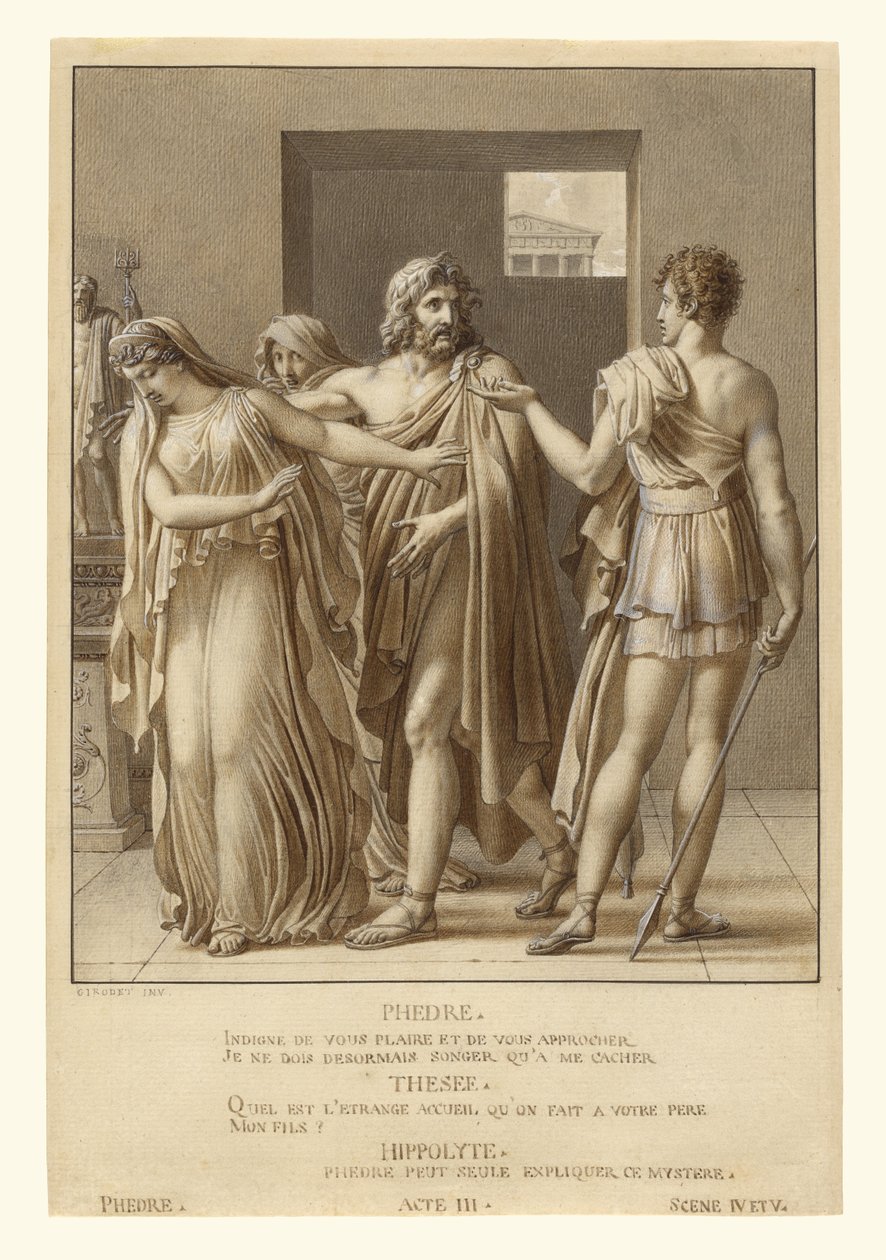 Fedra rifiuta gli abbracci di Teseo da Anne-Louis Girodet de Roucy-Trioson