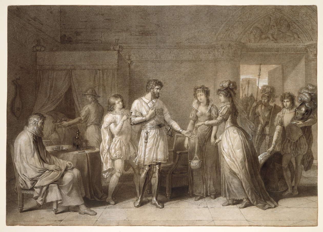 Bayard rifiuta i regali della sua padrona di casa, a Brescia da Anne Louis Girodet de Roussy Trioson