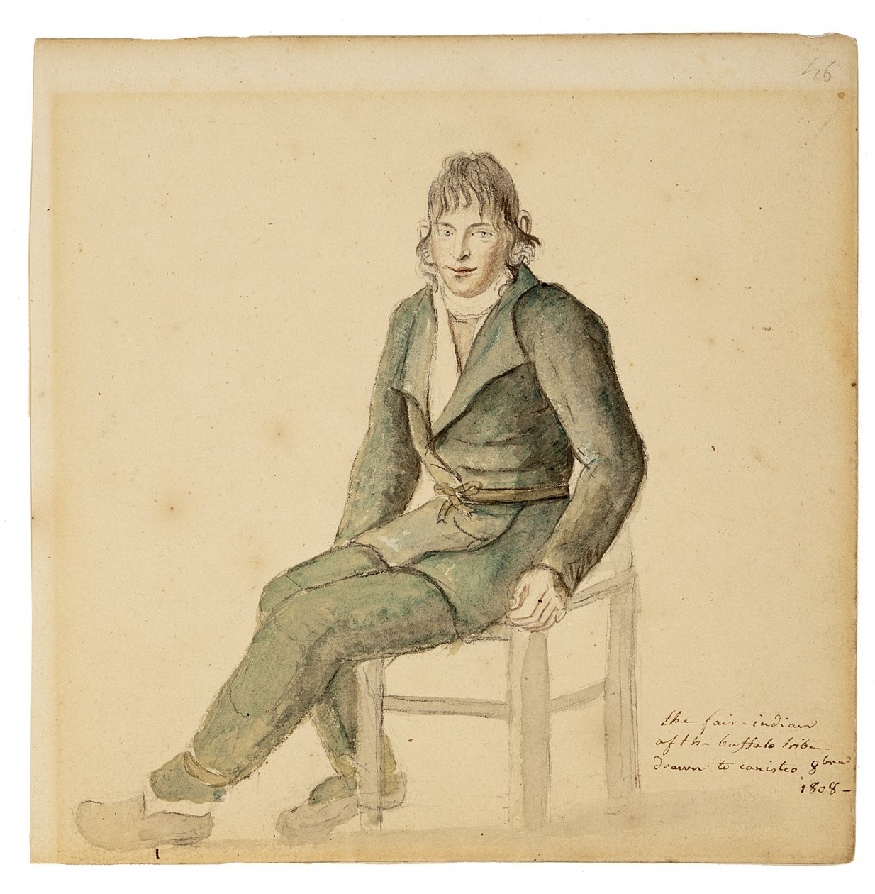 Fiero uomo indiano americano della tribù dei Buffalo, Canisteo, New York, 1808 da Anne Marguerite Hyde de Neuville