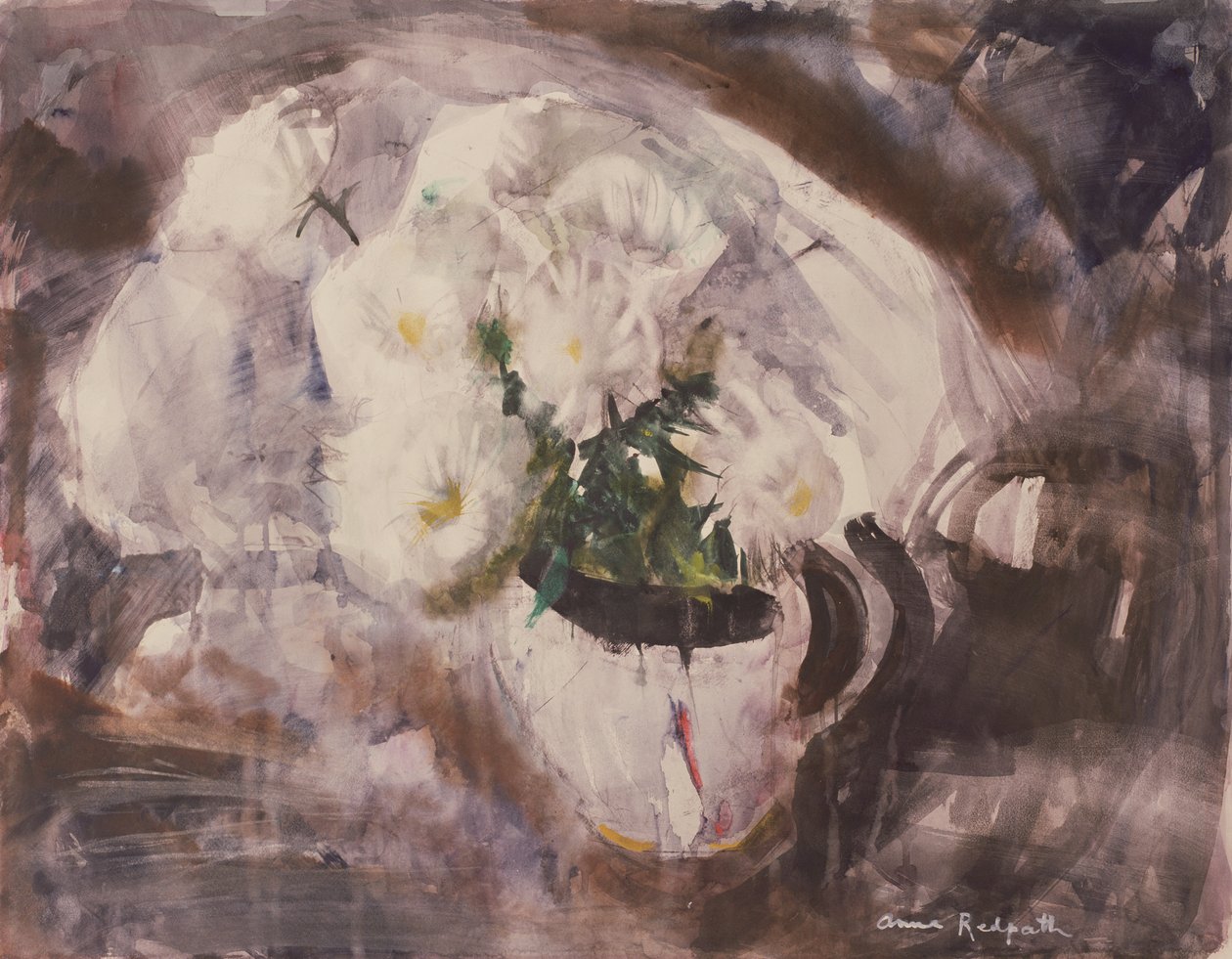 Fiori bianchi in una brocca bianca, c.1960 da Anne Redpath