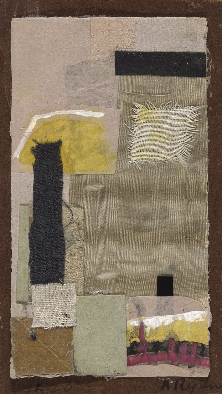 Senza titolo (#20), 1948-54 circa (collage di tessuto, carta colorata, carta vetrata, guazzo e acquerello su cartoncino) da Anne Ryan